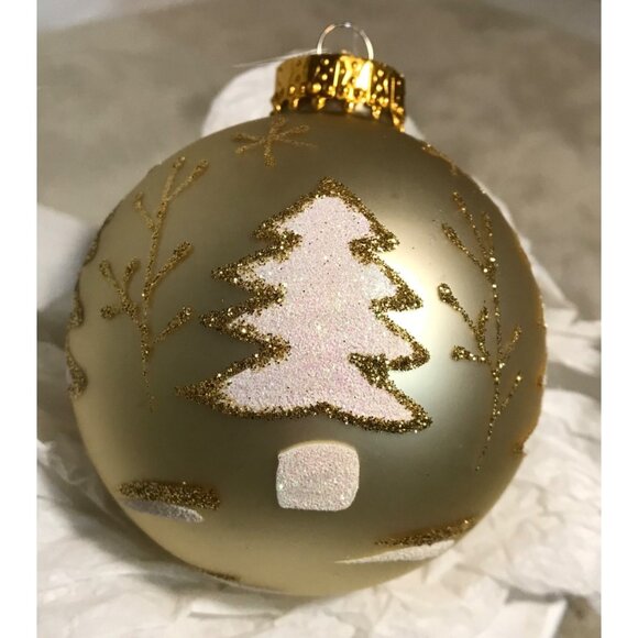 Bronners Ornament Christmas Wonderland Gold Glitter Trees Original Box - Picture 4 of 8